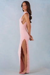 Modal Halterneck Maxi Dress In Blush Pink