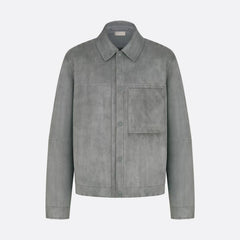 Dior Men's Embossed Logo Spring/Fall High-Street Collar Solid-Color Single-Breasted Leather Short Jacket Ngvp #2598