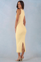 Modal Lace-Trim Midaxi Dress In Butter Yellow