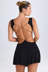 Plunge Cut-Out Mini Dress In Black
