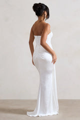 Valencia | Cream Lace Corset Maxi Dress With Detachable Skirt
