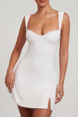 Sweetheart Neckline Mini Dress In White