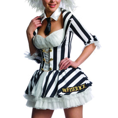 Women's Sexy Beetlejuice Complete Costume Set with Wig
