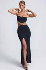Hardware Detail Cut-Out Maxi Dress In Black