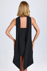 Scarf-Detail A-Line Mini Dress In Black