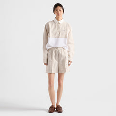 PRADA Ecru white Chambray And Jersey Polo Shirt Shorts #386723