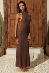 Backless Halterneck Maxi Dress In Bronze