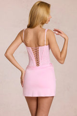Lace Corset Mini Dress In Blossom Pink