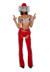 Giddy Up Rhinestone Cowgirl Costume - Red