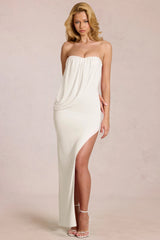 Bandeau Draped Maxi Dress In Pearl