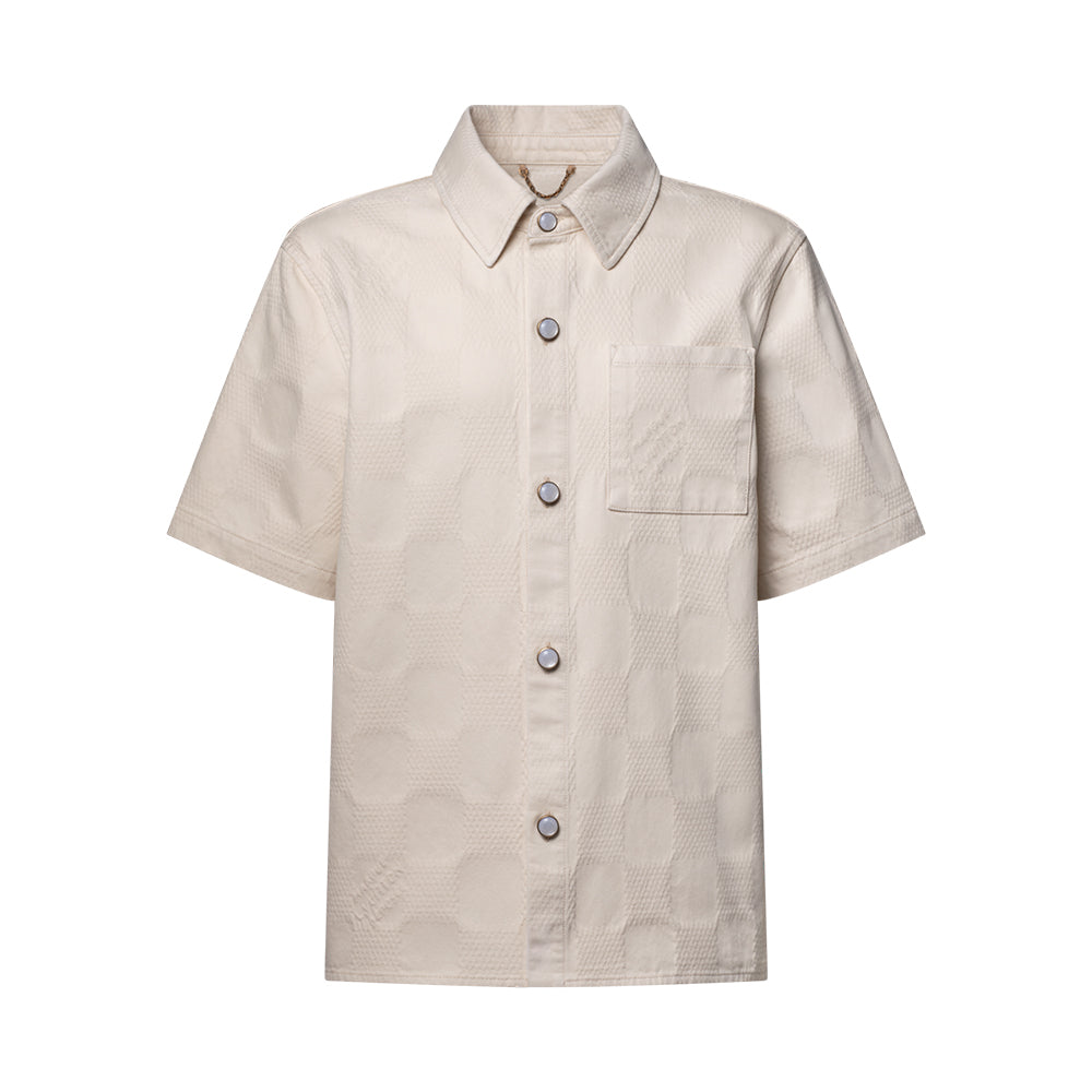 LOUIS VUITTON Damier 3D Light Denim Short-Sleeved Shirt and Shorts #387212