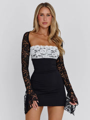 Omera Mini Dress Black White