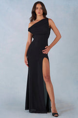 One-Shoulder Maxi Dress In Black