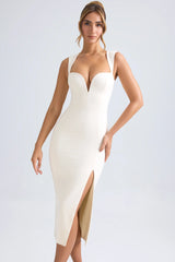 Sweetheart-Neck Midaxi Dress In Ivory