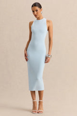 Mirana | Powder Blue High-Neck Midi-Dress