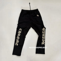 Chrome Hearts Men's And Women's Spring/Fall Fashion Casual Solid Color Collared Half-Zip Sweatshirt Solid Color Relaxed Wide Leg Pants Suit Set #79526