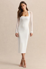 Kaelina | White Square-Neck Midi Dress