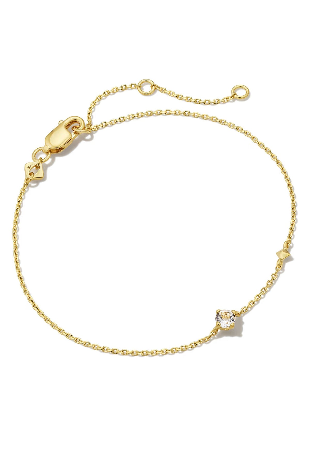 Maisie 18k Gold Vermeil April Delicate Chain Bracelet White Topaz