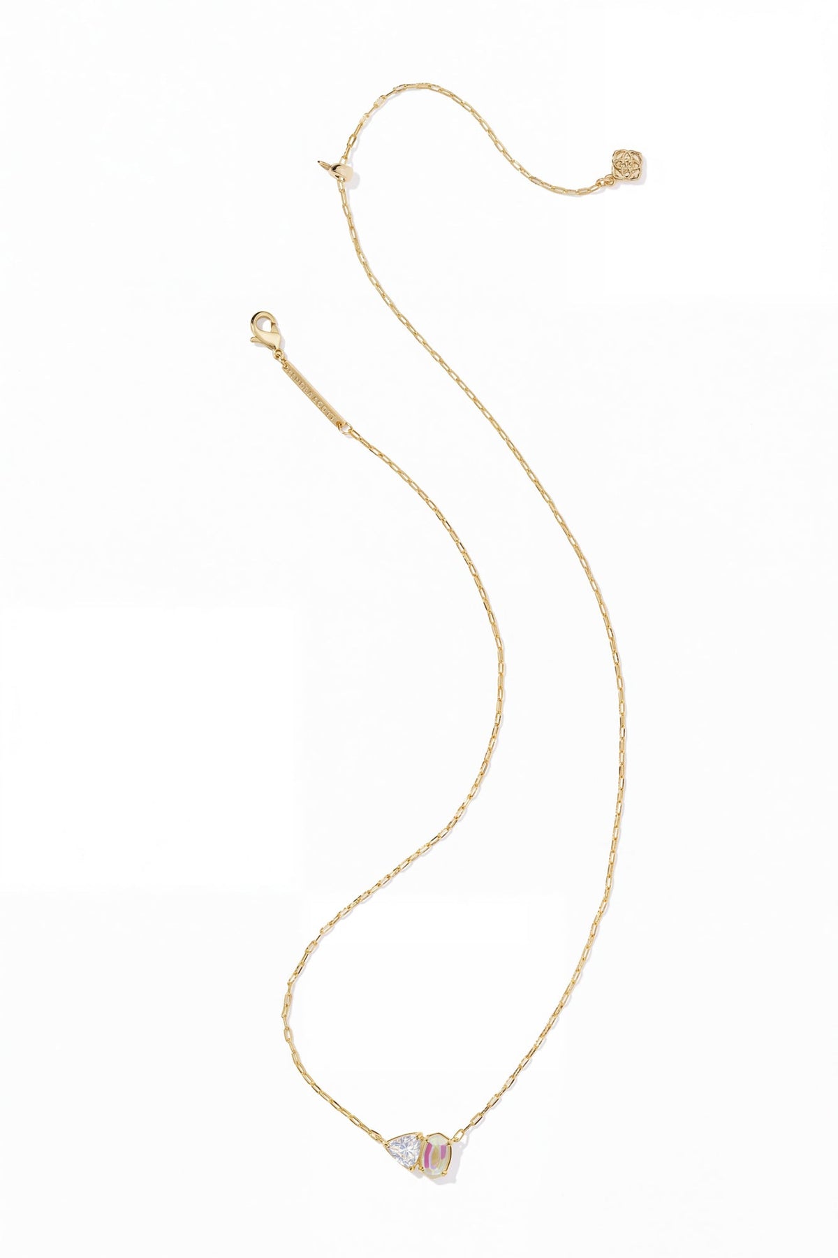 Tatum June Short Pendant Necklace Gold White CZ Mix