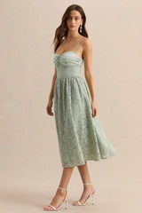 Gloriana | Sage Lace Sweetheart-Neck Midi Dress
