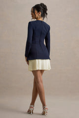 Lysette | Navy Sweetheart Long-Sleeve Mini Dress