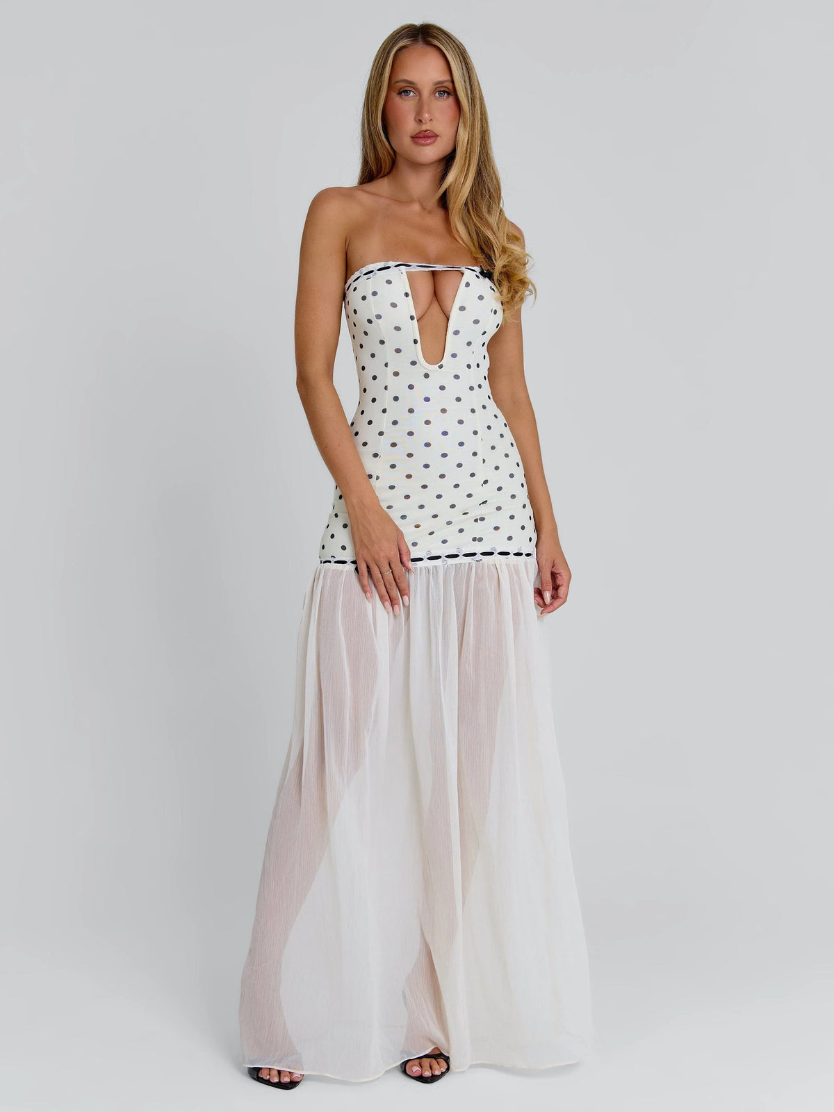 Giana Maxi Dress Cream Polka Dot