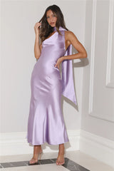 Glistening Lights Satin Maxi Dress Lilac