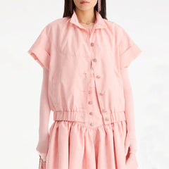 CHANEL Jacket Silk Taffeta Light Pink #386909