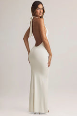 Modal Halterneck Maxi Dress In White