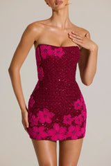 Embellished Bodycon Mini Dress In Cranberry