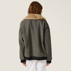 MiuMiu Women's Fall/Winter Fashion Casual Lapel Shearling Collar Zipper Long Sleeve Jacket #79545