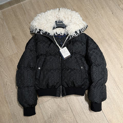 Louis Vuitton 25FW Monogram Dark Pattern Feather Collar Ski Jacket Loose Down Jacket