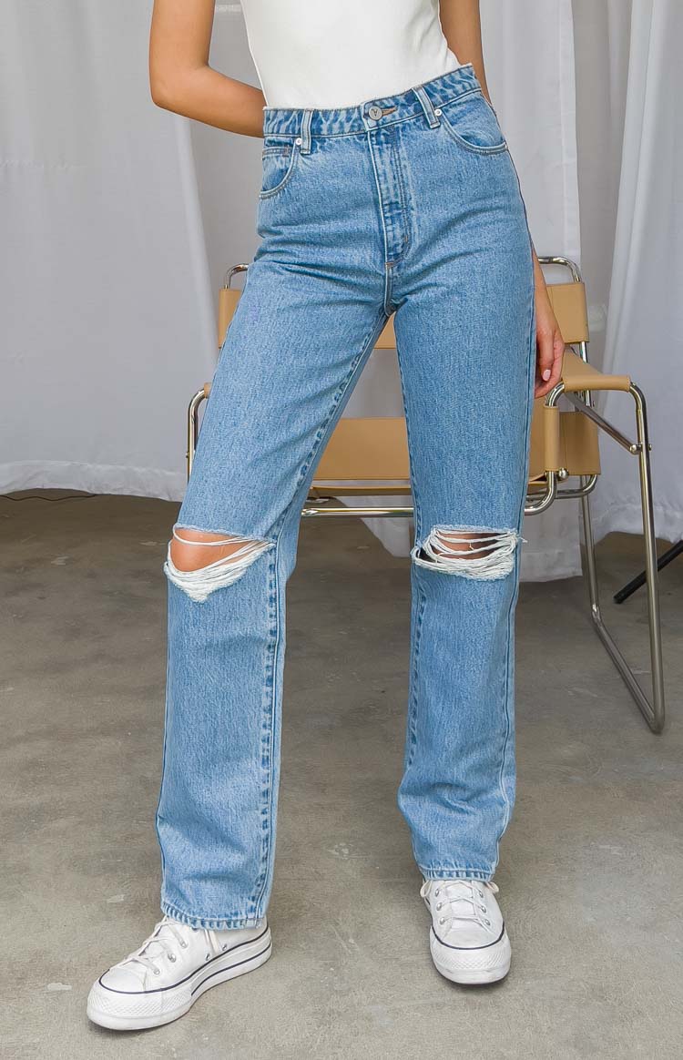 Abrand A 94 High Straight Georgia Rip Blue Jeans