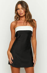 Annie Black And White Contrast Strapless Mini Dress