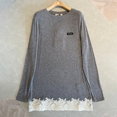 MiuMiu Women's Spring/Fall Fashion Casual Crew Neck Long Sleeve Lace Dress #79312