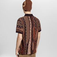 Louis Vuitton Men's Summer Logo Jacquard Knit Cotton-Blend Vintage Twist-Knit Short-Sleeve Polo T-Shirt #79424