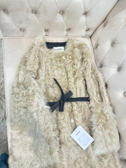 Chanel Soft Gold Little Lake Sheep Reversible Fur Coat Casual Loose Minimalist Jacket Belted Fleece Jacket #332355