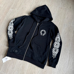 Chrome Hearts 925 Sterling Silver Hardware Classic Flower Arm Zipper Sweatshirt #333189