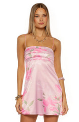 Chantell Pink And Green Floral Mini Dress