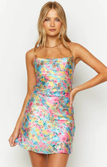 Come And Get It Pink Floral Mini Dress