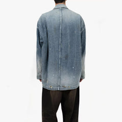 Maison Mihara Yasuhiro Men's Spring/Summer Fashion Casual Lapel Single Breasted Washed Distressed Cotton Jacquard Denim Jacket #79499