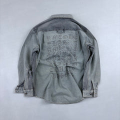 Chrome Hearts Logo Pattern Lapel Single Breasted Long Sleeve Denim Jacket #332839