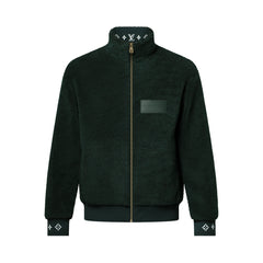 Louis Vuitton Women's and Men's Dark Green Suede Leather Label Teddy Velvet Suede Belted Jacket With Leather Patches #332529