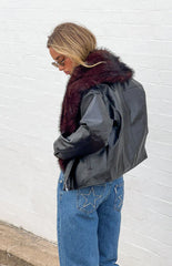 Dolci Black Fur Collar Pu Jacket