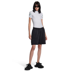 Balenciaga x PUMA Women's and Men's CAT Print White Technical Stretch Fabric Fitted T-shirt #333096