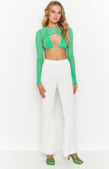 Enya Green Mesh Bra And Crop Set