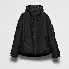 Prada Men's Fall/winter Fashion Casual Solid Color Hooded Zipper Single Button Windproof Down Jacket #79565