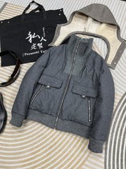 Hermes Men's Spring/Fall Patchwork Leather-Fur Collar Cashmere Casual Solid-Color Hooded Jacket Ngvp #2572