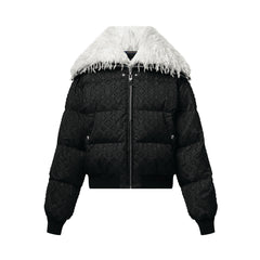 Louis Vuitton 25FW Monogram Dark Pattern Feather Collar Ski Jacket Loose Down Jacket