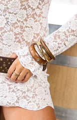 Fern 3 Pack Gold And Wood Bangle Set
